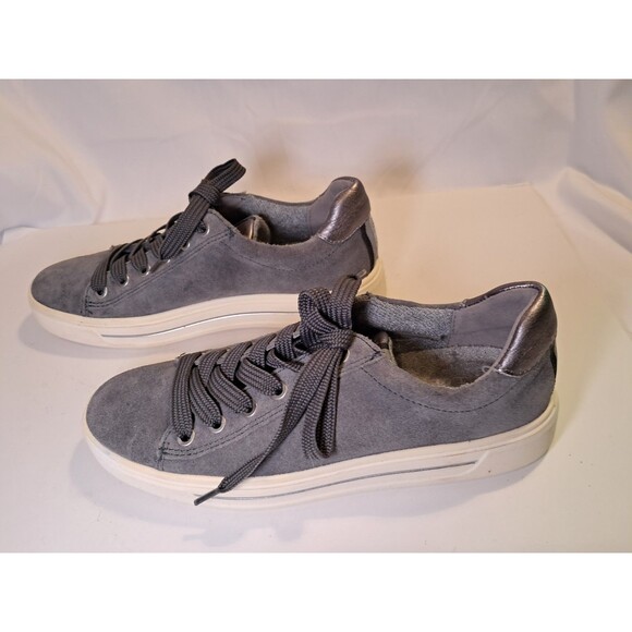 Ara Camden Comfort Suede Gray High Soft Lace Up Sneakers Size 7.5 US/5 UK - Picture 3 of 8
